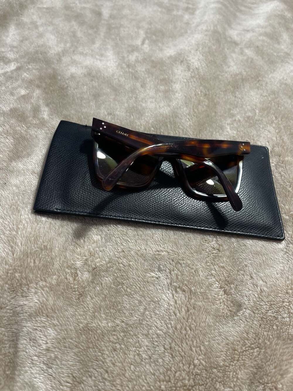Celine Black Frame Sunglasses in Dark Havana Acetate